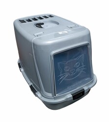 Gri Siyah Filtreli Kürekli Kapalı Kedi Tuvaleti - FAUNABIRD