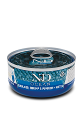 N & D CAT OCEAN TUNA,SHRIMP&PUMPKIN KITTEN 70 GR - 1