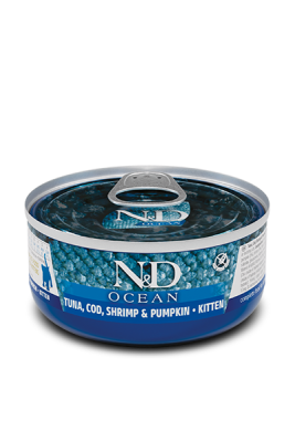 N & D CAT OCEAN TUNA,SHRIMP&PUMPKIN KITTEN 70 GR - 1